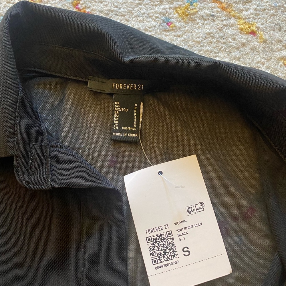 sheer black button down - Picture 3 of 5